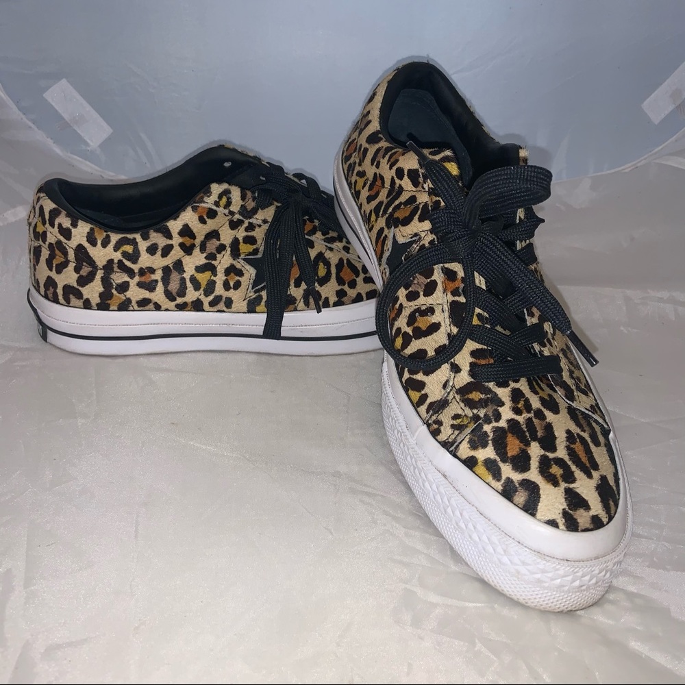Converse One Star Leopard Design Tennis Shoes 8.5